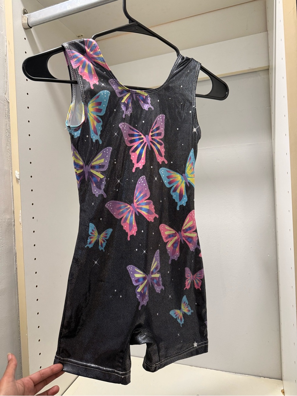 Black Butterfly Print Girls Romper